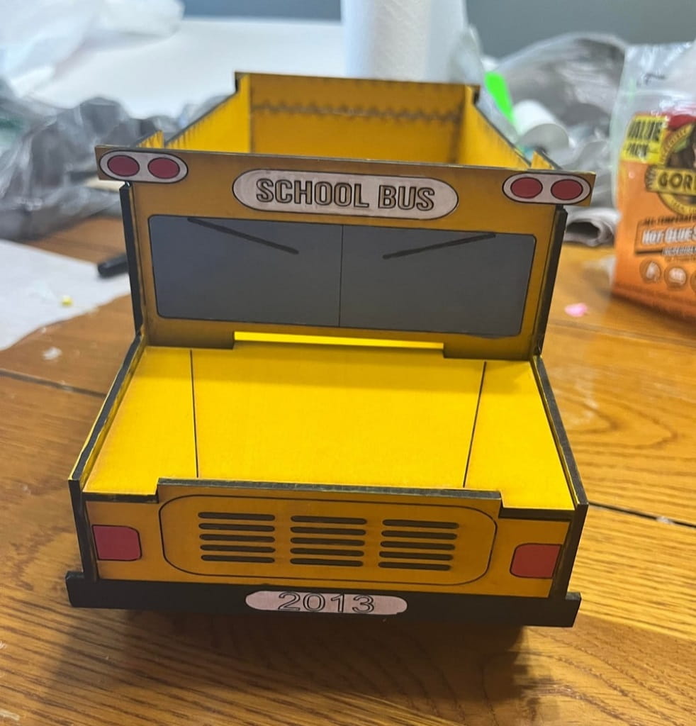 Laser Cut School Bus Flower Basket