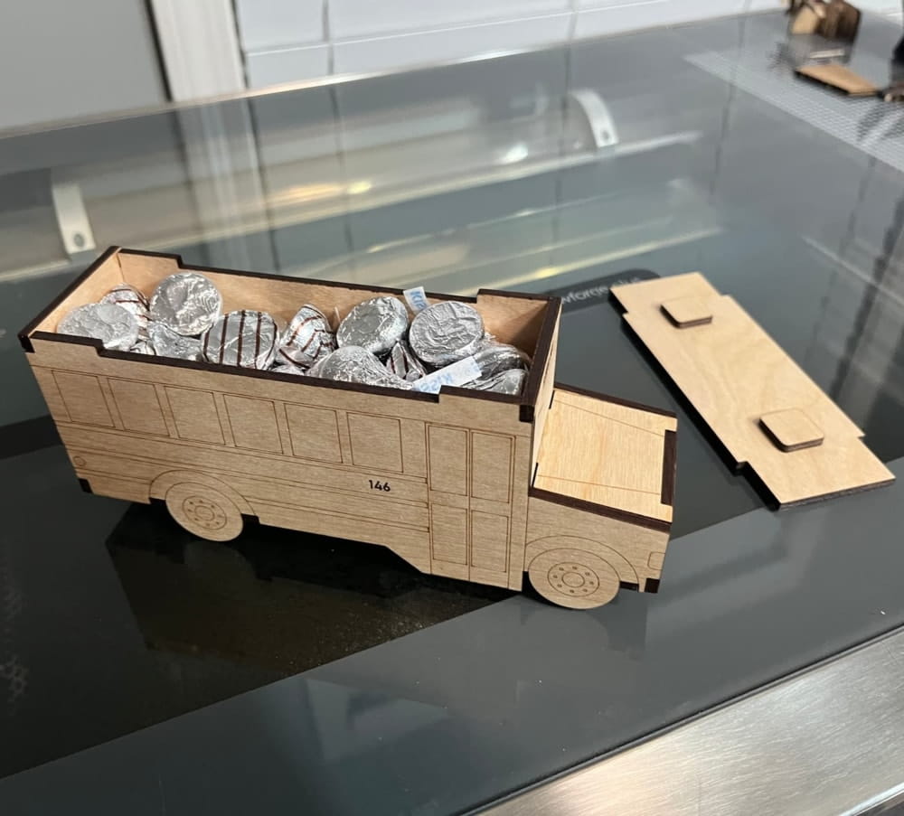 Laser Cut School Bus Gift Box