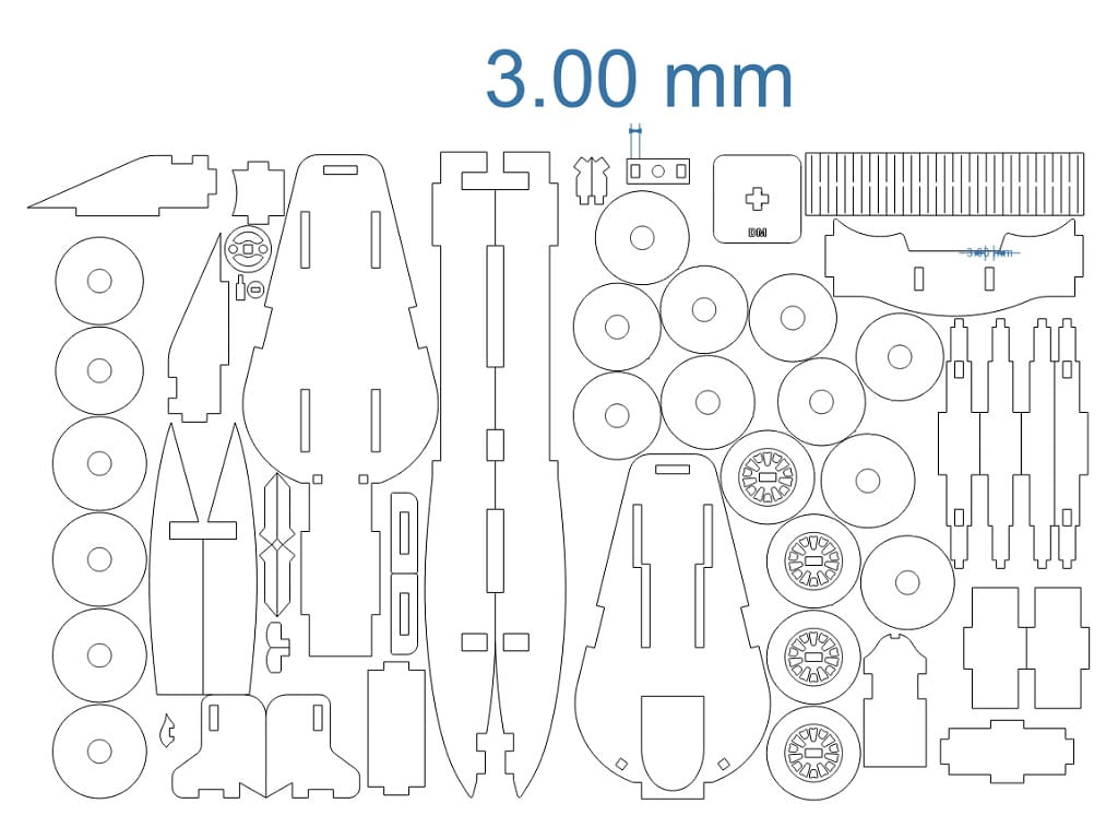 Laser Cut F1 Race Car 3D Wooden Puzzle