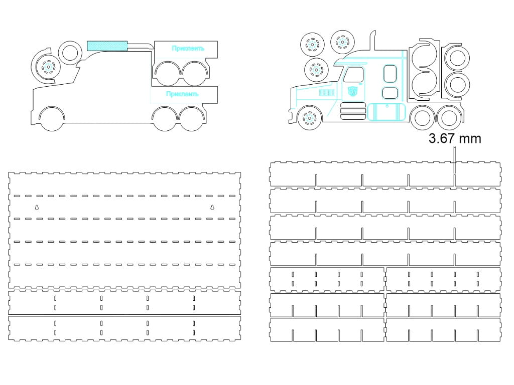 Laser Cut Display Truck Shelf For Toy Car Storage