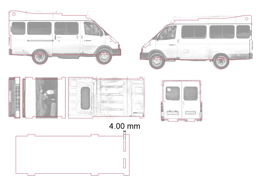 Laser Cut Gazelle Van 3D Puzzle Kit