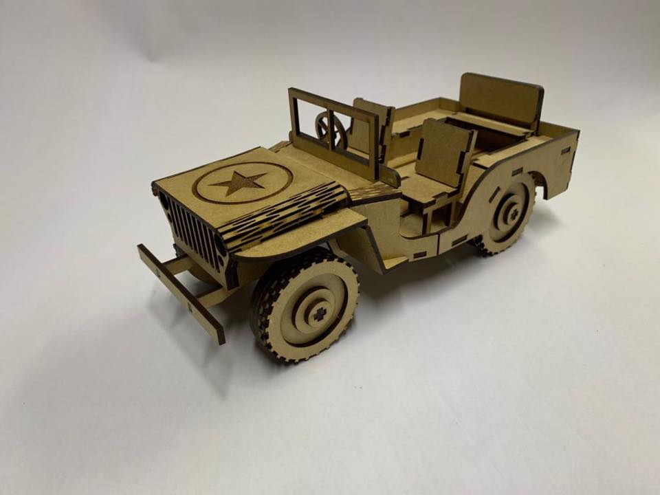 Laser Cut Jeep 3D Puzzle Woodcraft Construction Kit