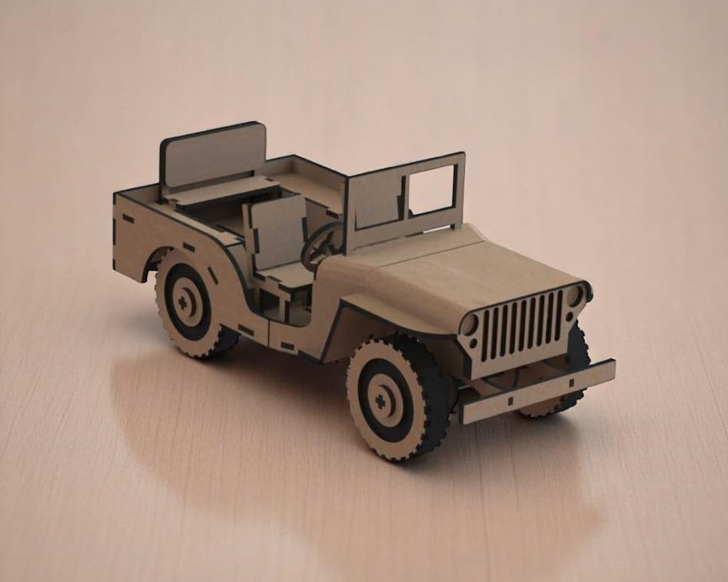 Laser Cut Jeep 3D Puzzle Woodcraft Construction Kit