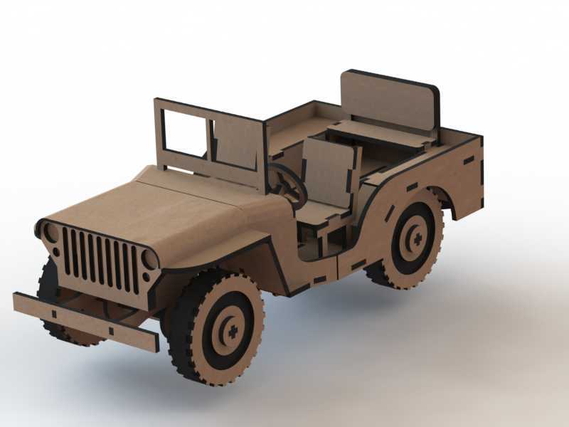 Laser Cut Jeep 3D Puzzle Woodcraft Construction Kit