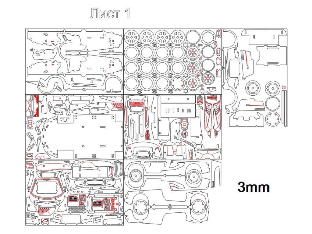 Laser Cut Lamborghini Murcielago 3D Puzzle