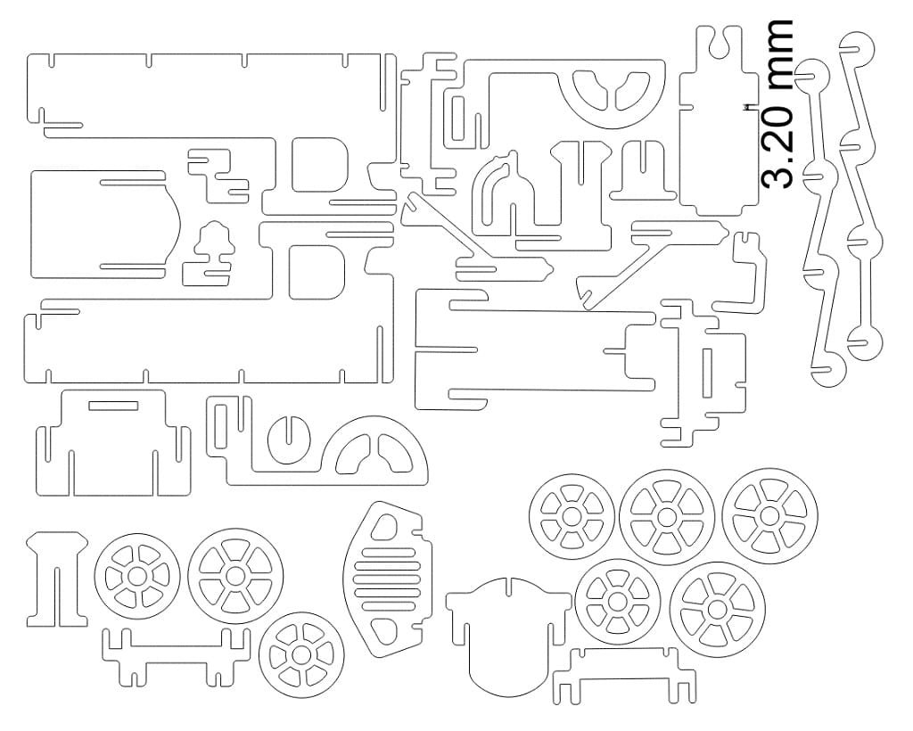 Laser Cut Locomotive 3D Wooden Construction Kit