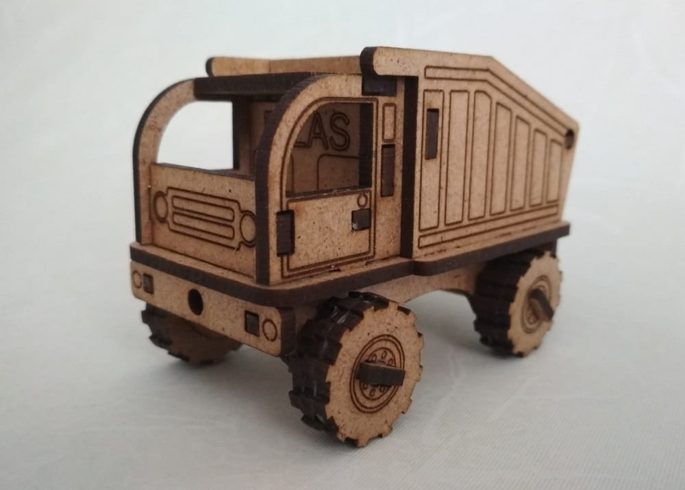 Laser Cut Miniature Dump Truck 3D Puzzle