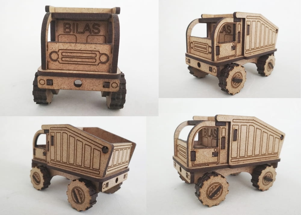 Laser Cut Miniature Dump Truck 3D Puzzle