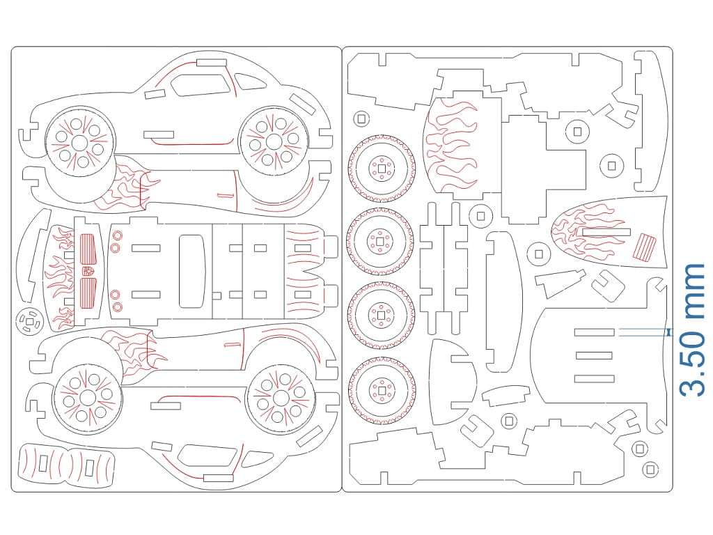 Laser Cut Porsche 3D Wood Puzzle