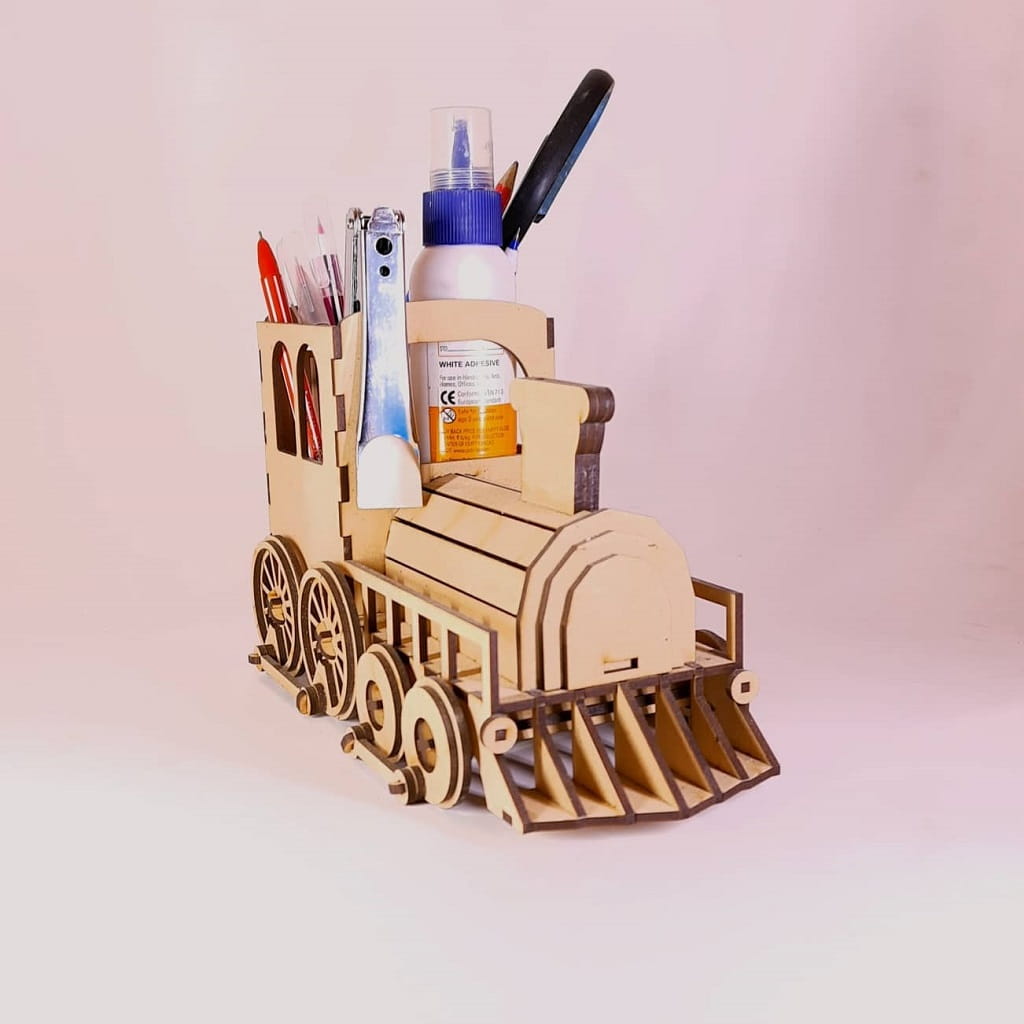 Laser Cut Steam Locomotive Desk Organizer