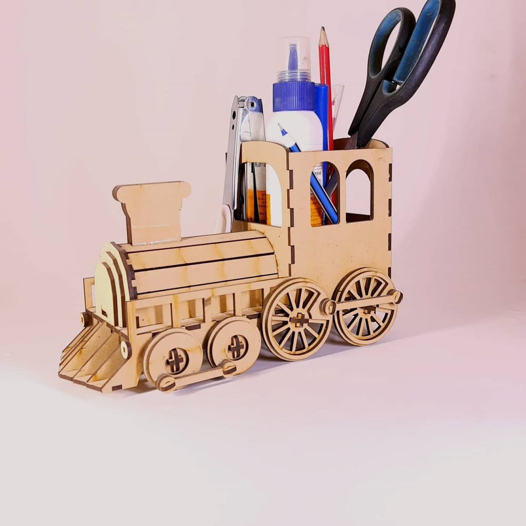 Laser Cut Steam Locomotive Desk Organizer