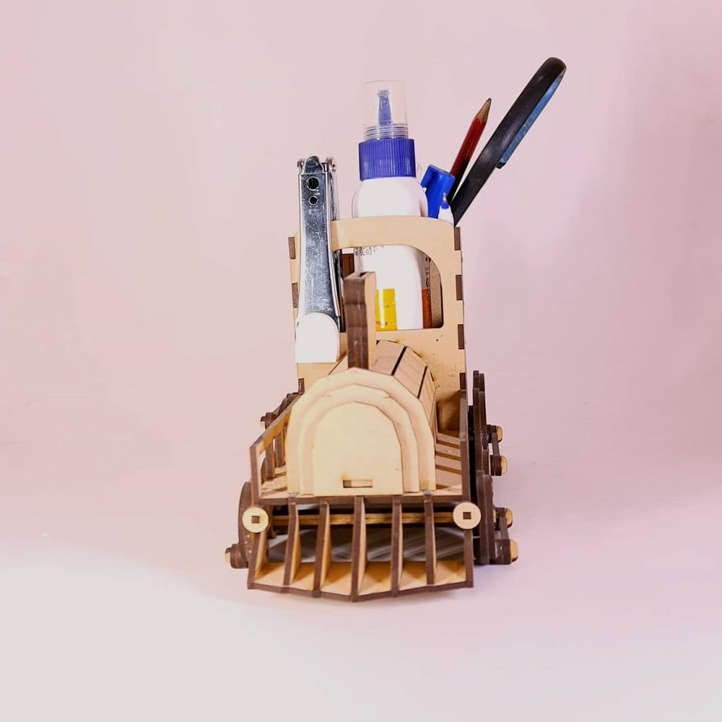 Laser Cut Steam Locomotive Desk Organizer