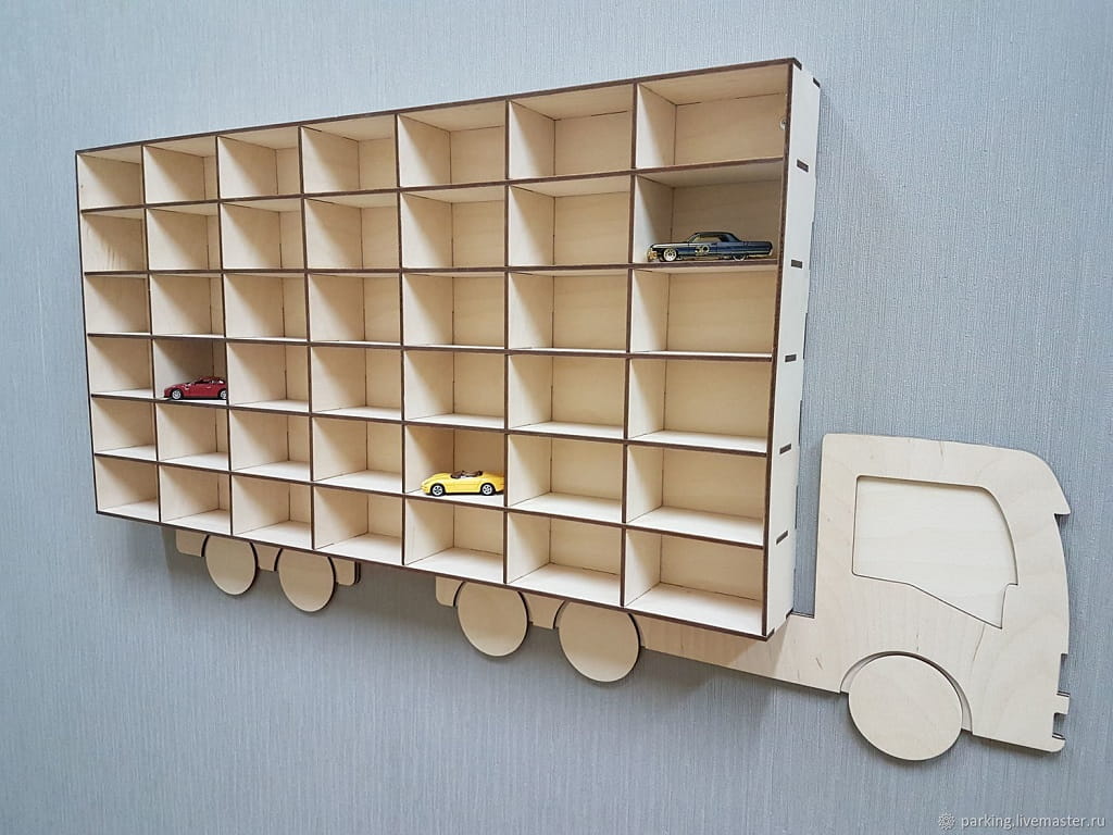 Laser Cut Truck Wall Shelf for Toy Cars