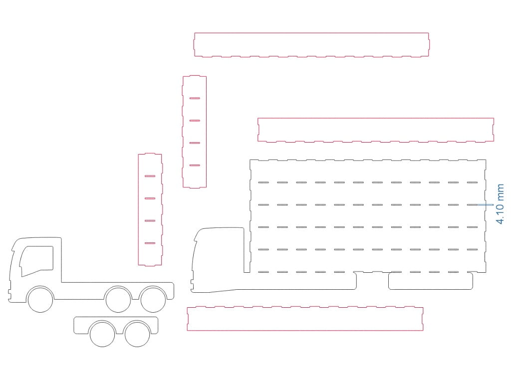 Laser Cut Truck Wall Shelf for Toy Cars