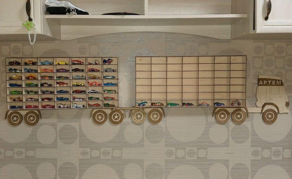 Laser Cut Toy Car Storage Wooden Truck