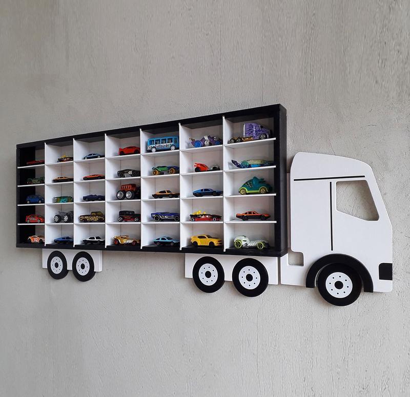 Laser Cut Wall Mounted Hot Wheels Storage Truck Shelf