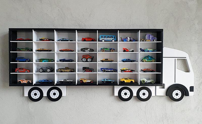 Laser Cut Wall Mounted Hot Wheels Storage Truck Shelf