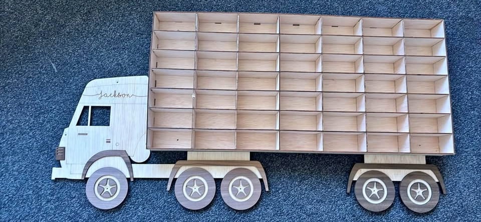 Laser Cut Wood Toy Car Storage Organizer Truck