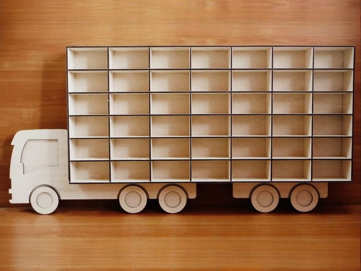 Laser Cut Wooden Truck Toy Car Display Shelf