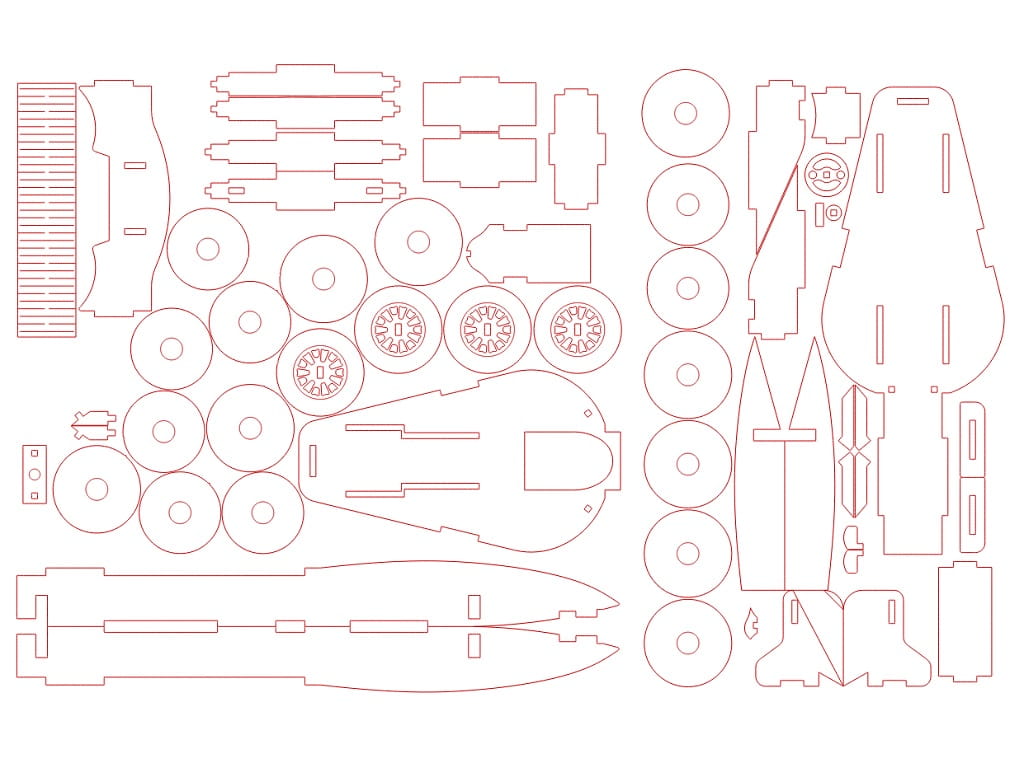 Laser Cut Woodcraft Construction Kit Formula 1 Car