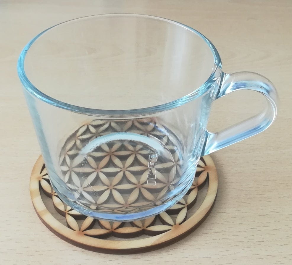 Laser Cut Flower of Life Wooden Coaster