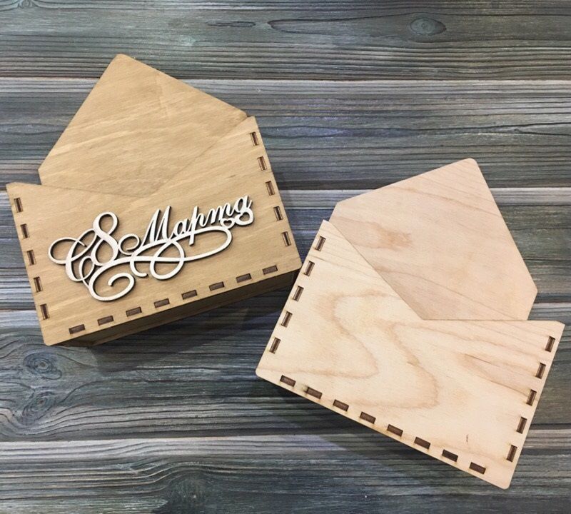 Laser Cut Wooden Envelope Flower Gift Box