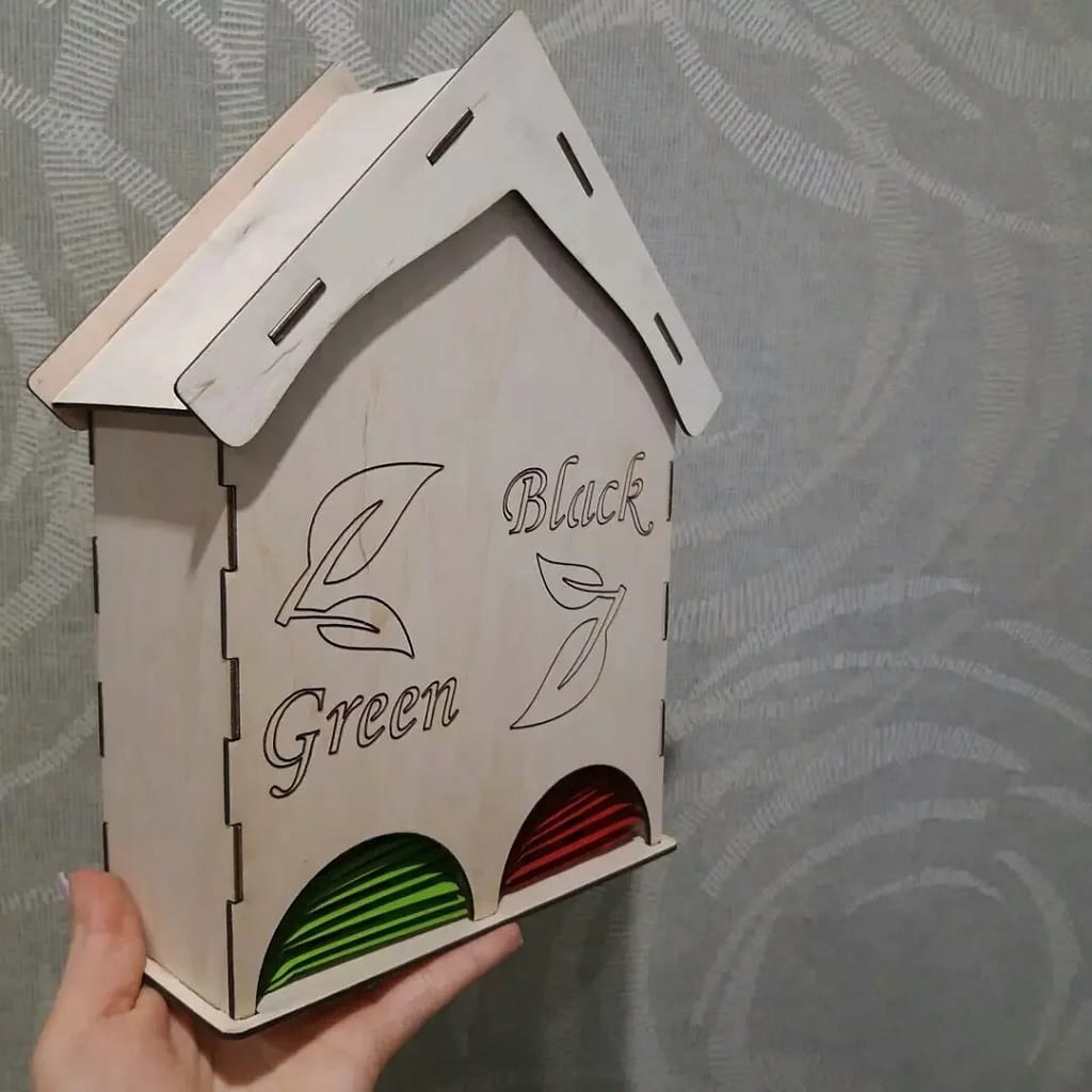 Laser Cut Green and Black Tea Bag Dispenser