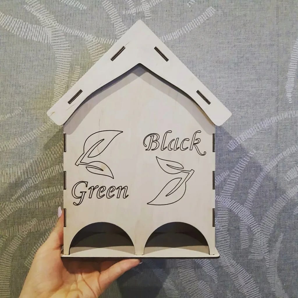 Laser Cut Green and Black Tea Bag Dispenser
