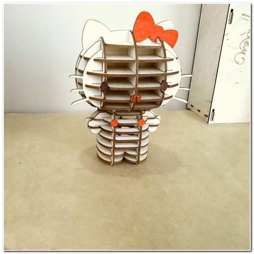 Laser Cut Hello Kitty 3D Wooden Puzzle