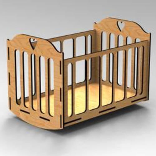 Laser Cut Miniature Rocking Cradle Crib