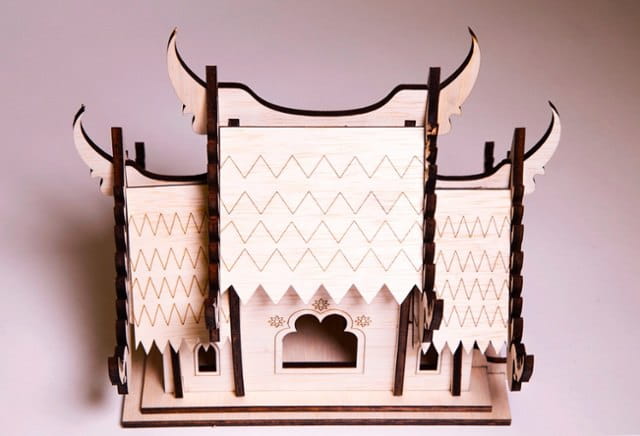 Laser Cut Pagoda House 3D Puzzle Wood Model