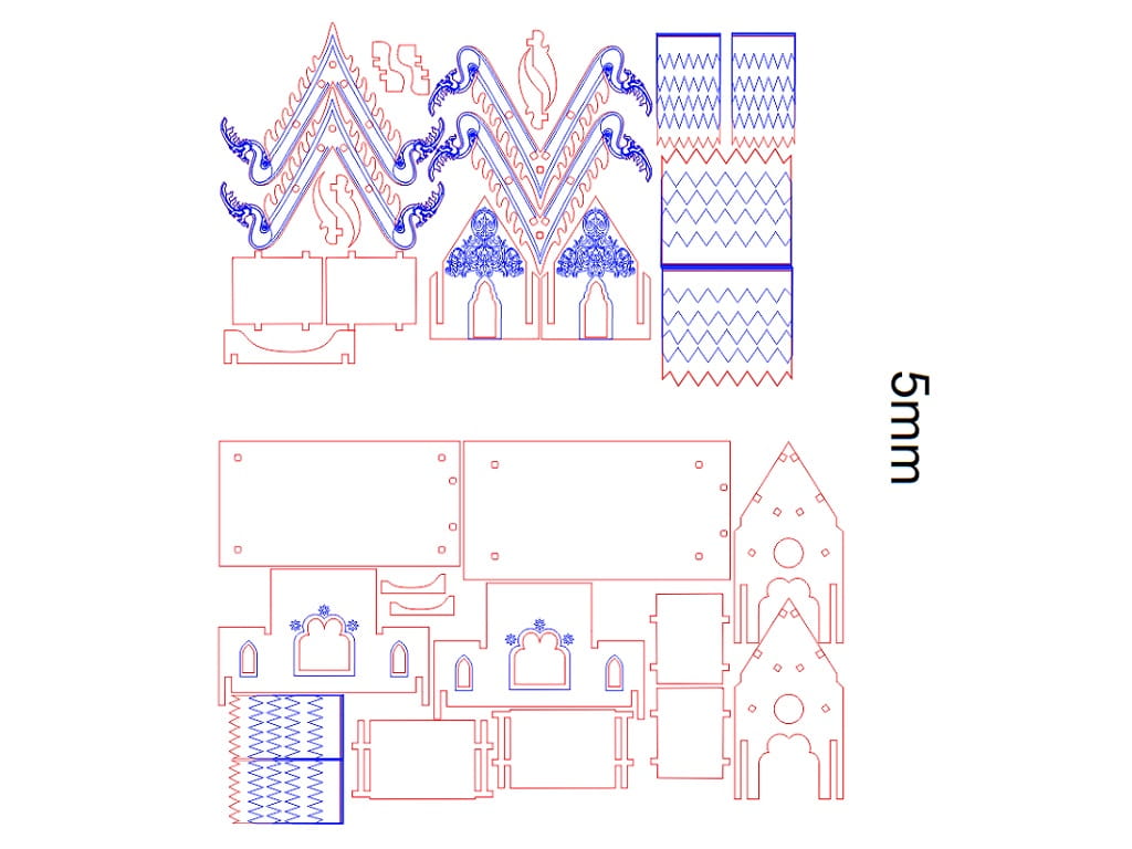 Laser Cut Pagoda House 3D Puzzle Wood Model