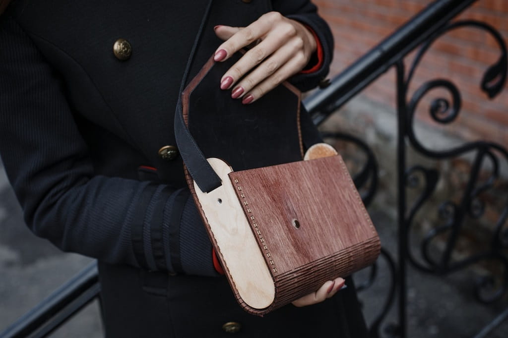 Laser Cut Wooden Clutch Bag