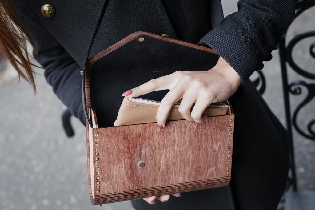 Laser Cut Wooden Clutch Bag