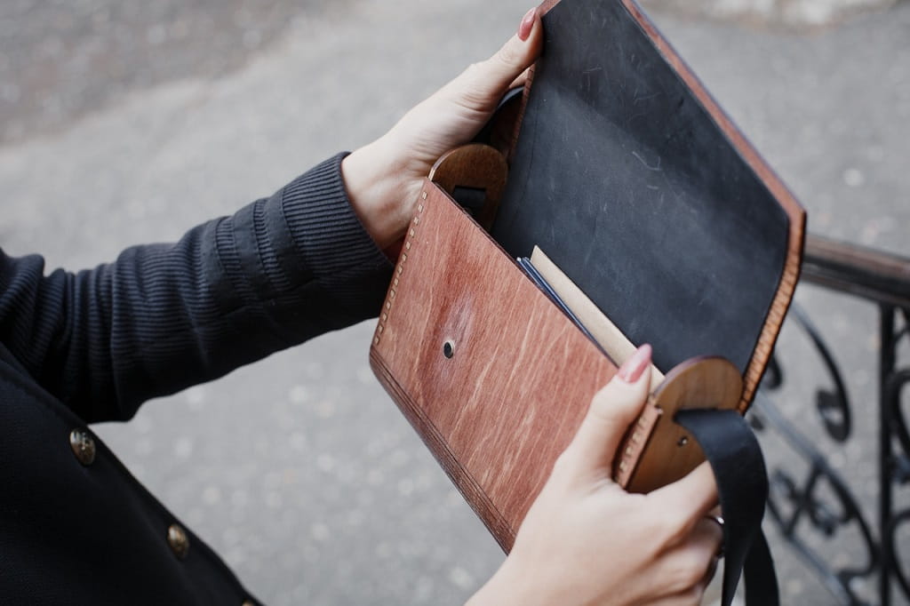 Laser Cut Wooden Clutch Bag