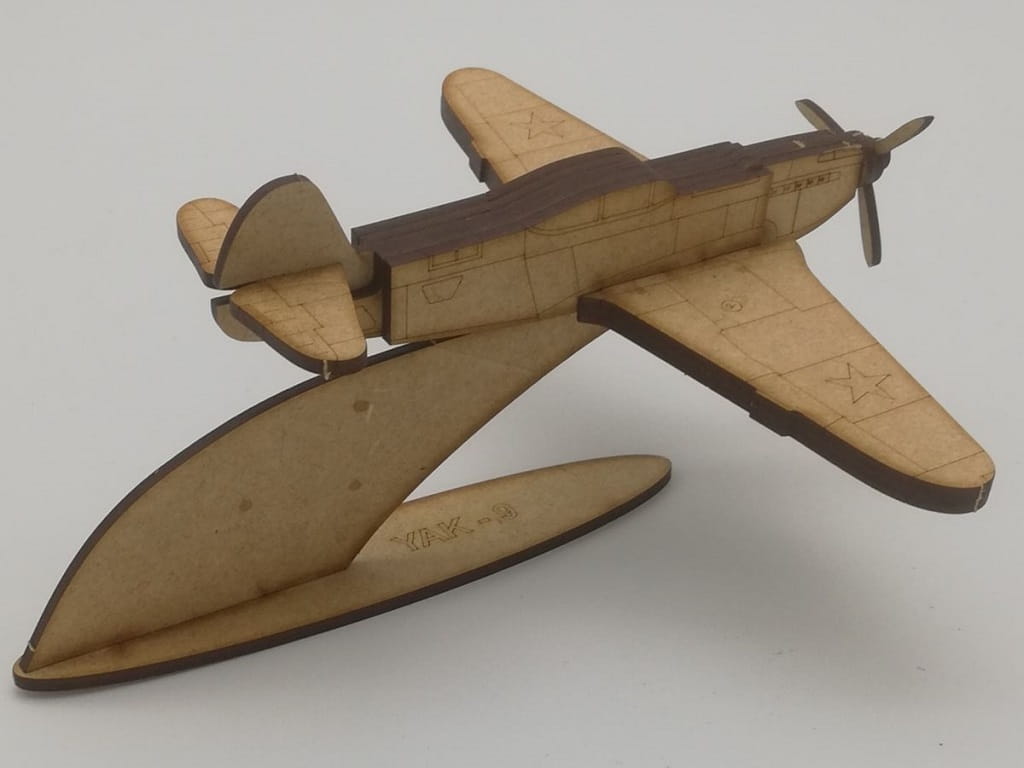Laser Cut Yakovlev Yak 9 Fighter Aircraft 3D Wood Puzzle