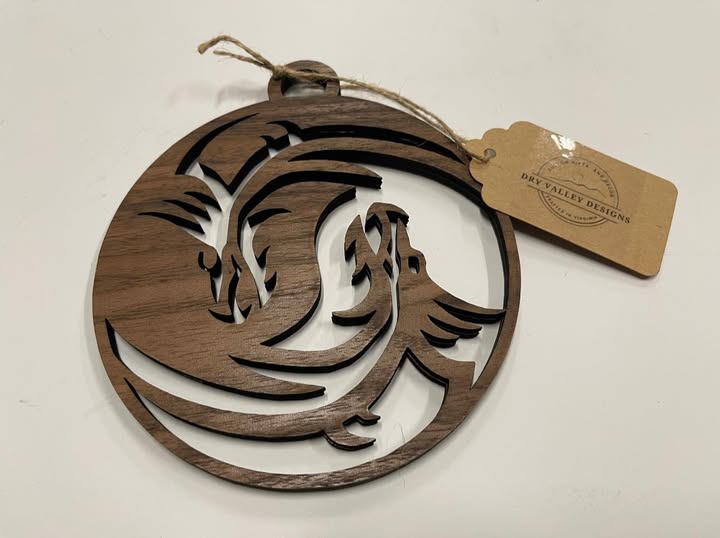 Laser Cut Yin Yang Dragon Ornament
