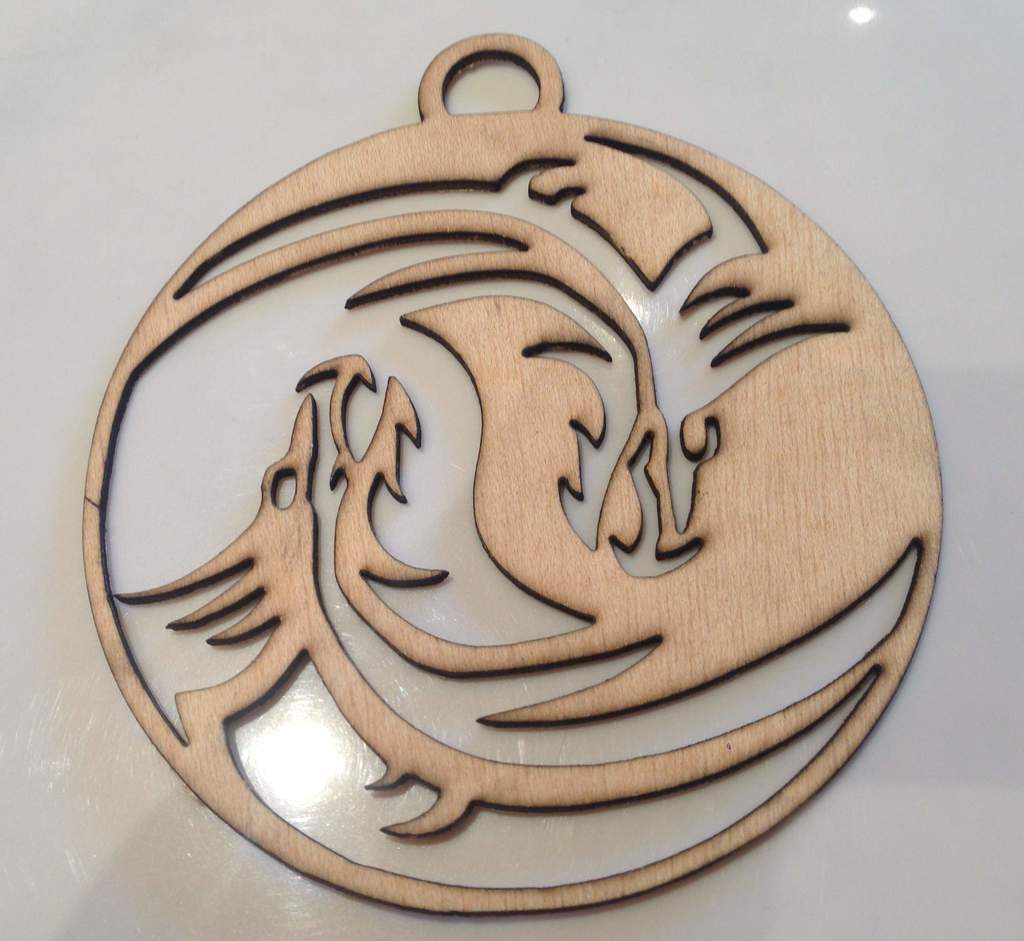 Laser Cut Yin Yang Dragon Ornament