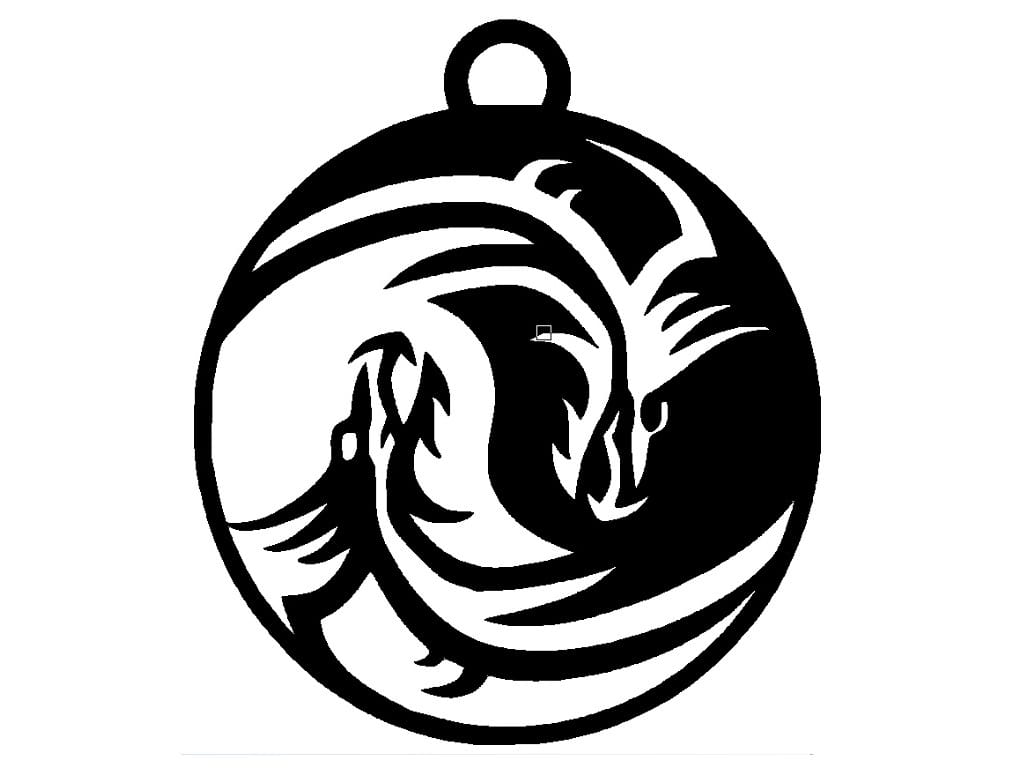 Laser Cut Yin Yang Dragon Ornament