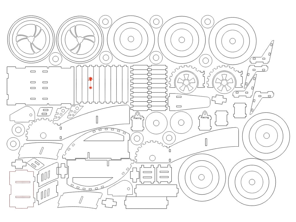 Laser Cut Futuristic Concept Car 3D Puzzle Wood Model