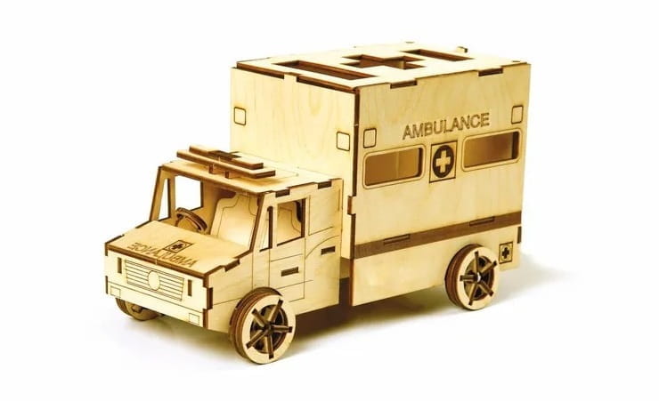 Laser Cut First Aid Organizer Ambulance 3D Puzzle