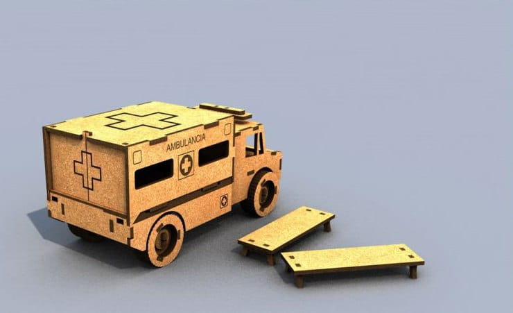 Laser Cut First Aid Organizer Ambulance 3D Puzzle