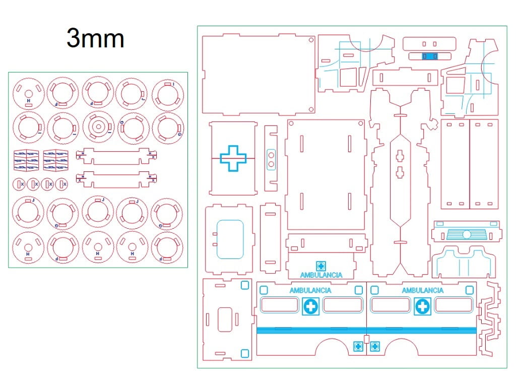Laser Cut First Aid Organizer Ambulance 3D Puzzle