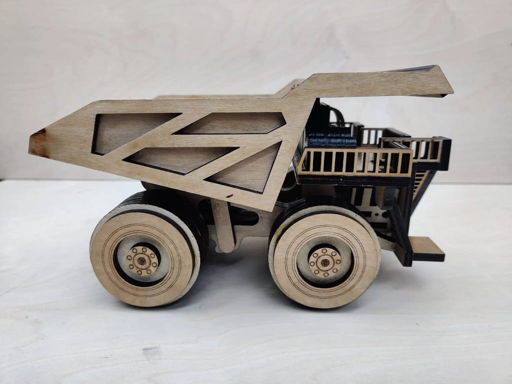 Laser Cut Dump Truck 3D Wood Model Kit