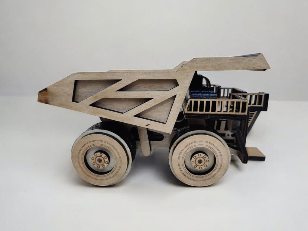Laser Cut Dump Truck 3D Wood Model Kit