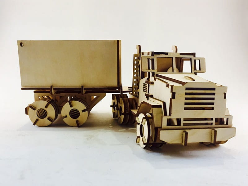 Laser Cut Truck With Trailer Toy 3D Puzzle