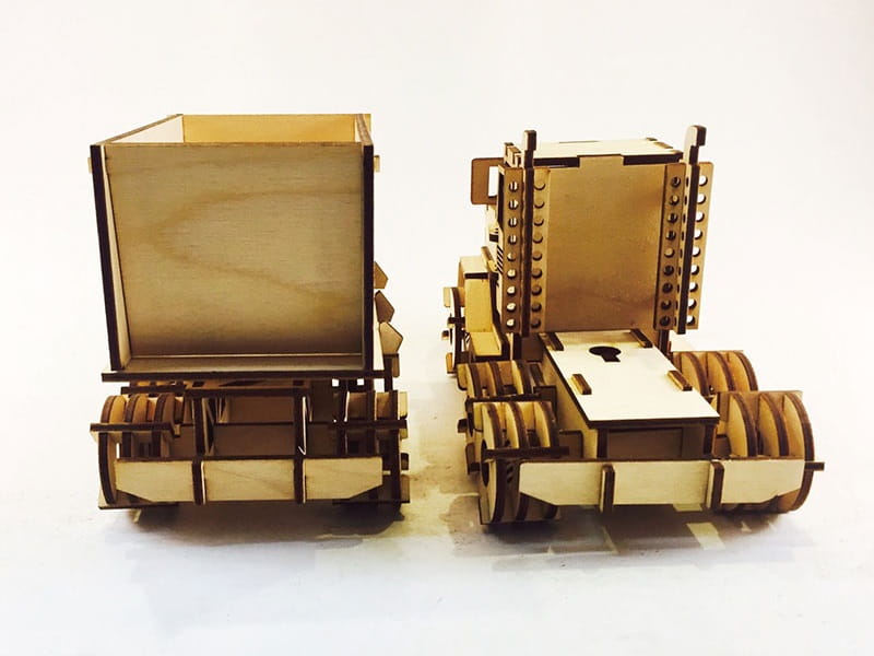 Laser Cut Truck With Trailer Toy 3D Puzzle