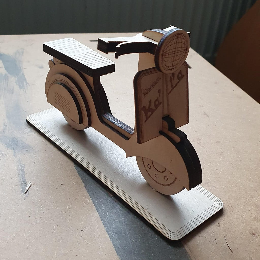 Laser Cut Vespa Scooter Tabletop Decor Stand