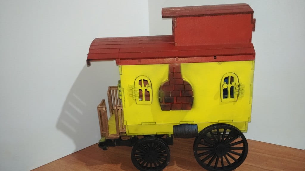 Laser Cut Wooden Wagon 3D Puzzle