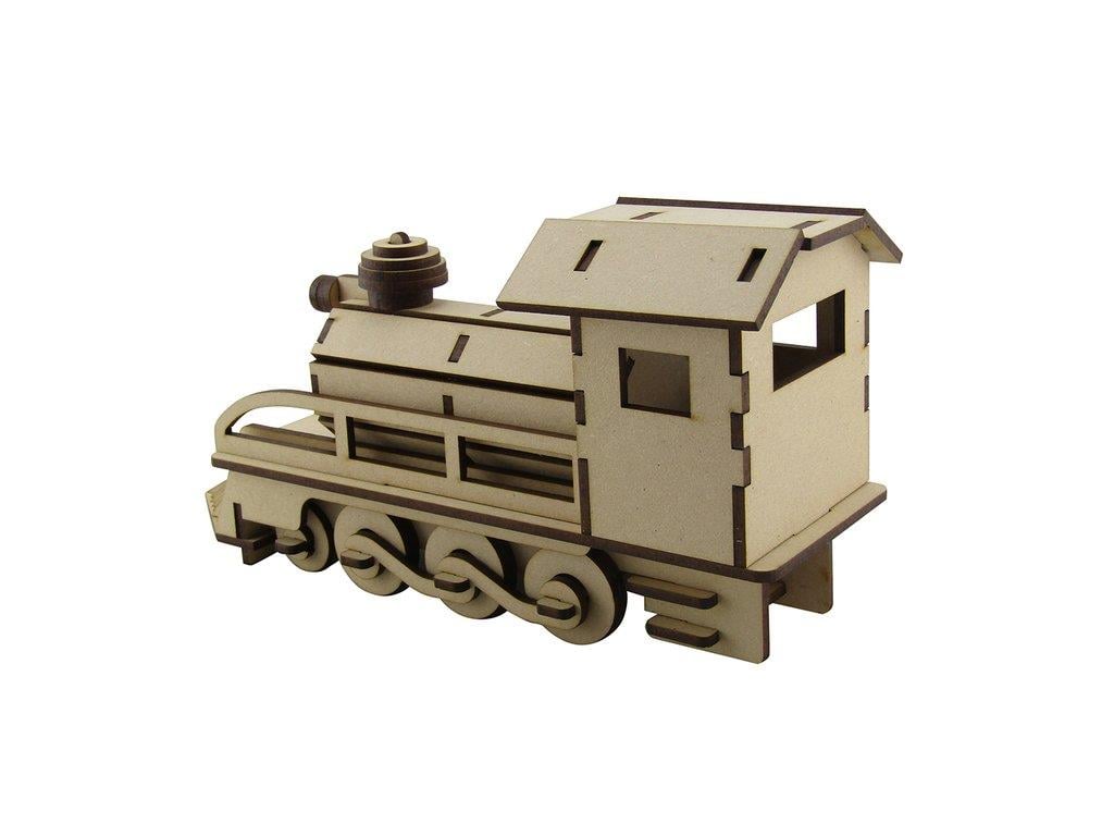 Laser Cut Steam Train Engine Toy 3D Wooden Puzzle Kit